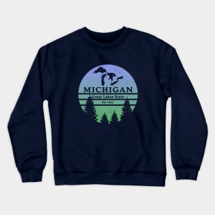 Michigan The Great Lakes State Lake Silhouette Trees Souvenir Crewneck Sweatshirt